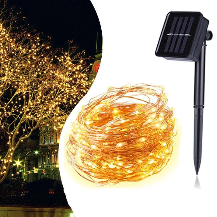 100 200 LED Solar Copper Wire String Light