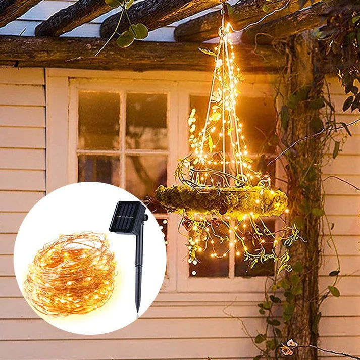 100 200 LED Solar Copper Wire String Light